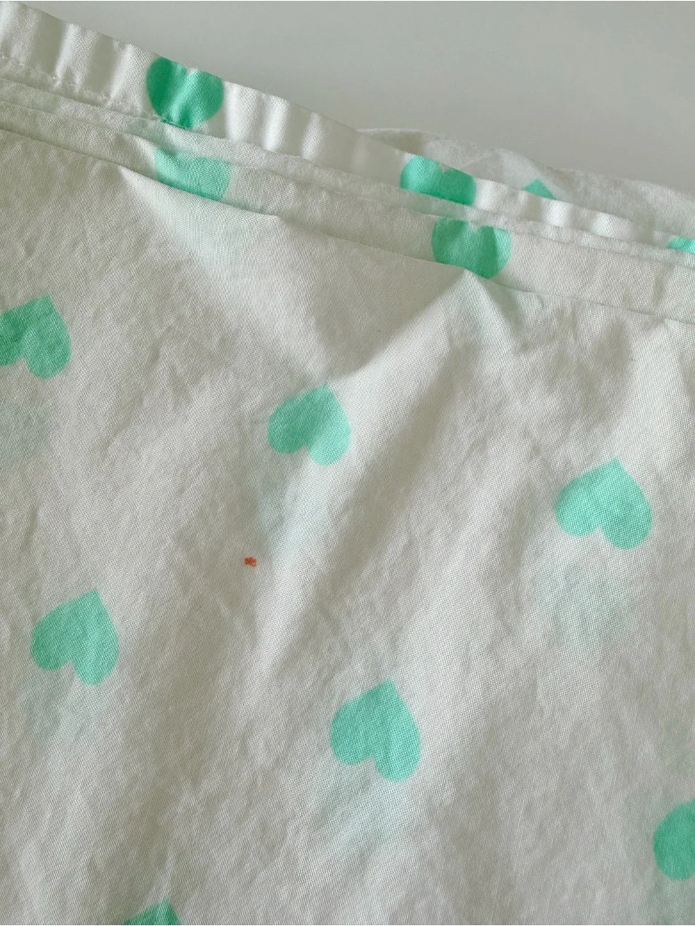 Pottery Barn Kids Mint Heart Flat Sheet with 2 Pillow Cases - Full